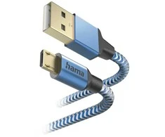 Hama 00201555 Reflective Charging Cable, USB-A - Micro-USB 1.5m Nylon mėlynas