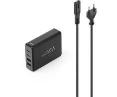 Hama GaN 65W PD/QC 2x USB-C, 2x USB-A juoda