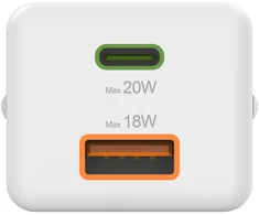 Hama mini 20W PD/QC 1x USB-C, 1x USB-A balta