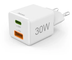 Hama mini 30W PD/QC 1x USB-C, 1x USB-A balta
