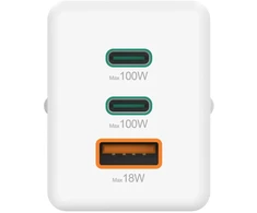 Hama mini 100W GaN PD/QC 2x USB-C, 1x USB-A balta