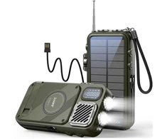 Hawk HWRDI440GN Radio Solar Dynamo With Powerbank, Juodas