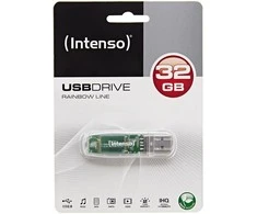 STICK 32GB USB 2.0 Intenso Rainbow Line Transparent