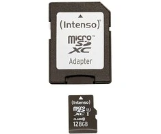 Intenso - „Flash“ atminties kortelė (pridedamas „Micro SDXC“ į SD adapteris) - 128 GB - UHS-I / 10 klasė - „Micro SDXC UHS-I“