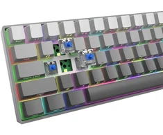 White Shark Klaviatūra žaidimams Baltas Shark Nunchaku pilka Mėlyna Switch RGB Hot-Swap