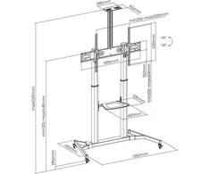 Laikiklis Sbox FS-3610 baltas grindinis TV stovas 60–100", iki 100 kg