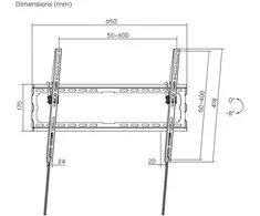 SBOX televizoriaus sieninis laikiklis, pakreipiamas, 32"-55" dydžio televizoriui, keliamoji galia 35 kg, juodas (PLB-3446T-2)