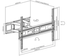 Laikiklis SBOX Wall Mount 37"-80",Tilting, juodos spalvos (PLB-3646-2)