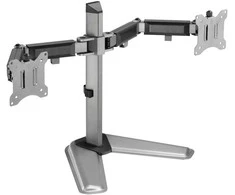 Laikiklis White Shark Baltas Shark Baltas Shark TUTANKHAMUN, Desktop Mount for 2 Monitors, Pilkas (GMS-3206)