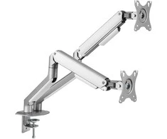 Laikiklis White Shark Baltas Shark Baltas Shark NEFERITES II, Desktop Mount for 2 Monitors, Sidabrinis (GMS-3208)