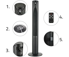 Lovio LVTF202Y24C-BK Tower Fan AirWave PRO Juodas