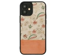 Dėklas MAN&amp;WOOD case for iPhone 12 mini pink flower juodas