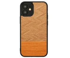 MAN&amp;WOOD dėklas skirtas Apple iPhone 12 mini herringbone arancia juodos spalvos