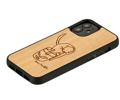 Dėklas MAN&amp;WOOD case for iPhone 12 mini cat with red fish
