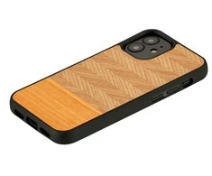 MAN&amp;WOOD dėklas skirtas Apple iPhone 12 mini herringbone arancia juodos spalvos