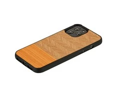 MAN&amp;WOOD dėklas skirtas Apple iPhone 12 Pro Max herringbone arancia juodos spalvos
