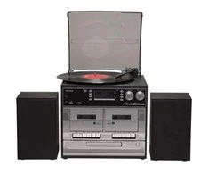 Muzikinis centras Miniwieża Denver MRD-166 su gramofonem i radio DAB+/FM juoda