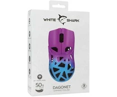 Pelė White Shark Baltas Shark Baltas Shark žaidimų ausinės DAGONET, 6D, 12000/24000 (sw) dpi, Mėlyna/Violetinė (WGM-5019)