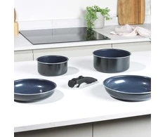 Keptuvių ir puodų rinkinys su nuimama rankena Russell Hobbs Smart Clip Marine, 5 vnt., tamsiai mėlynas