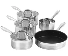 Salter BW06746EU7 „Timeless Collection“ nerūdijančio plieno 5 dalių keptuvių rinkinys