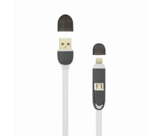 Sbox Technology Sbox 2IN1W USB->Micro USB+IPH.5 M/M 1M baltos spalvos
