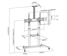 Laikiklis Sbox FS-3610 itin didelis LED televizoriaus stovas, pastatomas ant grindų, 60–100 colių, 100 kg