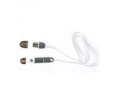 Sbox Technology Sbox 2IN1W USB->Micro USB+IPH.5 M/M 1M baltos spalvos
