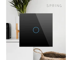 Spring Spyruoklinis dviejų grupių, vienos krypties jutiklinis Wi-Fi jungiklis (juodas, stiklinis)