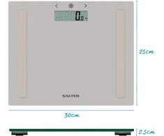 Salter 9113 GFEU12 Compact Glass Analyser Bathroom Scales, Pilkas