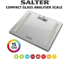 Salter 9113 SV3RAREU16 Compact Glass Analyser Bathroom Scales - Sidabrinis