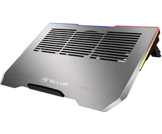 „Tellur“ nešiojamojo kompiuterio aušintuvas, 17 dydžio, 3 ventiliatoriai, RGB LED, USB, USB-C, aliuminio pilkos spalvos