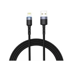 Tellur Data cable USB į Lightning LED, Nylon Braided, 1.2m juodos spalvos