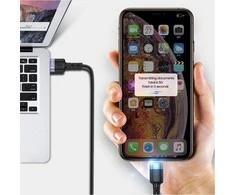 Tellur Data cable USB į Lightning LED, Nylon Braided, 1.2m juodos spalvos