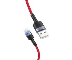 Tellur USB–Lightning kabelis su LED apšvietimu, 1,2 m, raudonas