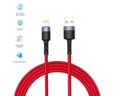 Tellur Data Cable USB to Lightning with LED Light 3A 1.2m Raudona