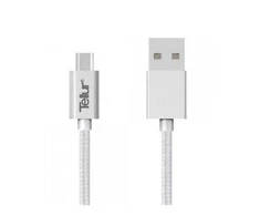 Tellur Data cable, USB to Micro USB, Nylon Braided, 1m sidabrinis