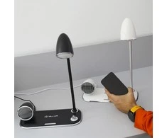 Tellur Nostalgia Wireless Desk Charger, Bluetooth Speaker, Desk Lamp baltas
