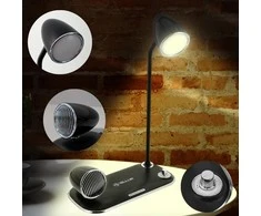 Tellur Nostalgia belaidis stalo įkroviklis, „Bluetooth“ garsiakalbis, stalinė lempa, juodas