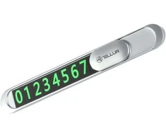 Tellur Temporary Car Parking Phone Number Card Metallic Sidabrinis