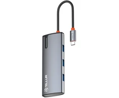 Tellur USB-C hub, 1xPD 3.0 100W, 1xHDMI 4K, 3xUSB 3.0, aluminum, Pilkas