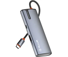 Tellur USB-C hub, 1xPD 3.0 100W, 1xHDMI 4K, 3xUSB 3.0, aluminum, Pilkas