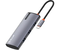 Tellur USB-C hub, 1xPD 3.0 100W, 1xHDMI 4K, 3xUSB 3.0, aluminum, Pilkas