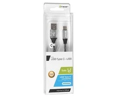 TRACER TRAKBK46265 Cable TRACER USB 2.0 TYPE-C A Male - C Male 1,0m juodas-sidabrinis