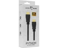 White shark HDMI kabelis Baltas Shark Python 2.0 M/M 2m — 4K@60Hz