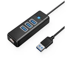 Adapteris ORICO PW3UR-U3, 3x USB ir 1x RJ45