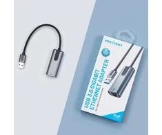„Vention“ USB 3.0-A į gigabito eterneto adapteris, pilkas, 0,15 m, aliuminio lydinio tipas