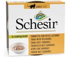 SCHESIR virimo sultinyje Tunas su sardinėmis - šlapias kačių maistas - 70 g