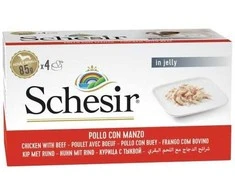 Agras Pet Foods Drėgnas Šunų Maistas - Schesir Vištiena Su Jautiena Želė 4 x 85g