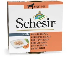 Agras Pet Foods Drėgnas Šunų Maistas - Schesir Vištiena su Papaja Želė - 150g