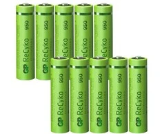 Akumuliatorius - GP ReCyko R03 AAA 950mAh NiMH Įkraunamų 10 Paketas